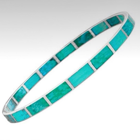 Silpada RARE Vintage Sterling
Silver Turquoise High Seas Inlay
Bangle Bracelet - Picture 8 of 10